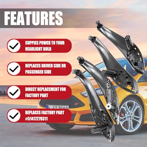 FEXON BMW Door Handles Replacement for Series 3 F30 Series 4 Inner Door Support Trim Pull Strap Armrest Bracket Kit for 2012-2018 BMW 320 328 330 335 and 2014-2017 BMW 428 435 51417279311 Carbon Fiber - Image 2