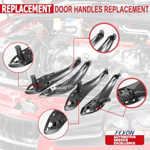 FEXON BMW Door Handles Replacement for Series 3 F30 Series 4 Inner Door Support Trim Pull Strap Armrest Bracket Kit for 2012-2018 BMW 320 328 330 335 and 2014-2017 BMW 428 435 51417279311 Carbon Fiber - Image 4
