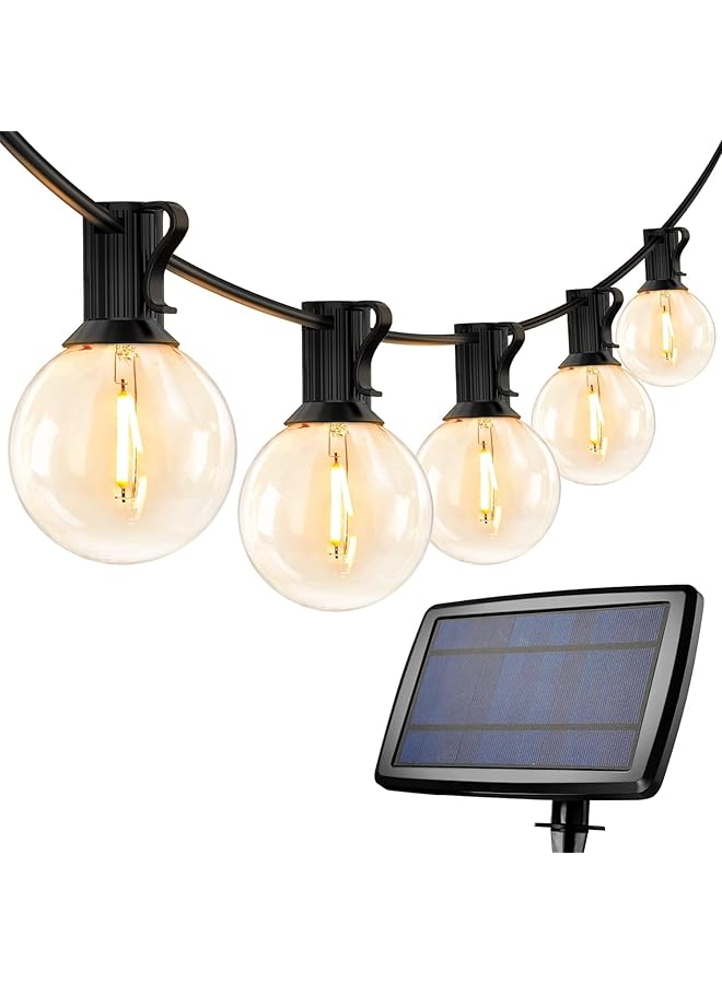 The Bros 30Ft Solar G40 Outdoor String Lights with 25 Globe Clear Bulbs Waterproof Solar Hanging Lights for Outdoor Decoration Patio Backyard Deck Garden Wedding Parties (Warm White)  - Image 1