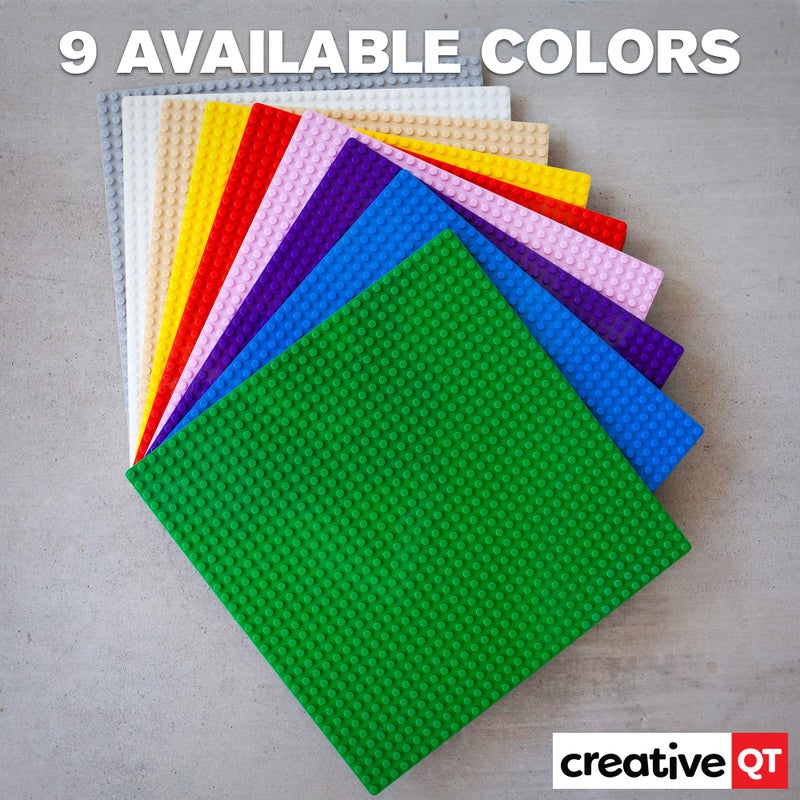 Creative QT MakerBase Peel and Stick Baseplates (Pink & Purple) 4 Pack - 10”x10” Peel and Stick Toy - Stackable Baseplates - Bases for Play Tables, Walls & More - Compatible with All Major Bricks - Image 4