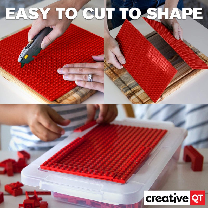 Creative QT MakerBase Peel and Stick Baseplates (Pink & Purple) 4 Pack - 10”x10” Peel and Stick Toy - Stackable Baseplates - Bases for Play Tables, Walls & More - Compatible with All Major Bricks - Image 5