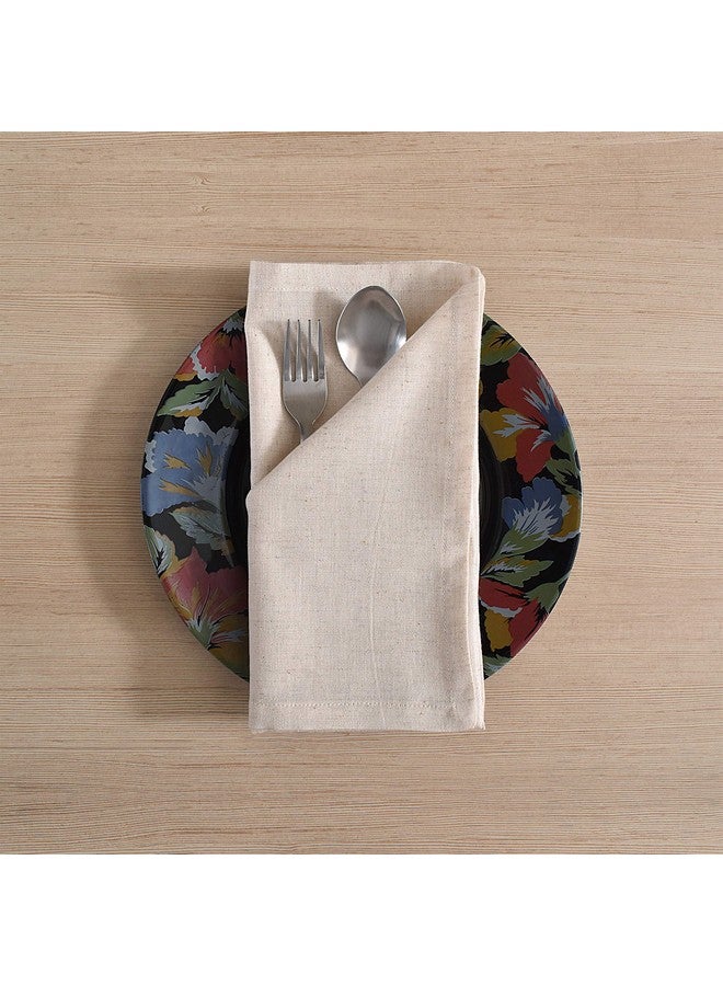 FINGERCRAFT مناديل قماشية للعشاء من Fingercraft، مزيج من القطن والكتان، عبوة من 12 قطعة، جودة طبيعية ممتازة، زوايا مائلة للاستخدام اليومي، مناديل مسبقة الانكماش وذات قدرة امتصاص جيدة، مناديل قماشية لعيد الميلاد، لون عاجي - Image 2