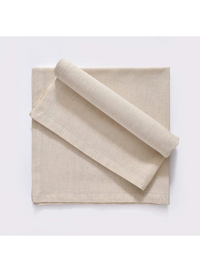 FINGERCRAFT مناديل قماشية للعشاء من Fingercraft، مزيج من القطن والكتان، عبوة من 12 قطعة، جودة طبيعية ممتازة، زوايا مائلة للاستخدام اليومي، مناديل مسبقة الانكماش وذات قدرة امتصاص جيدة، مناديل قماشية لعيد الميلاد، لون عاجي - Image 3