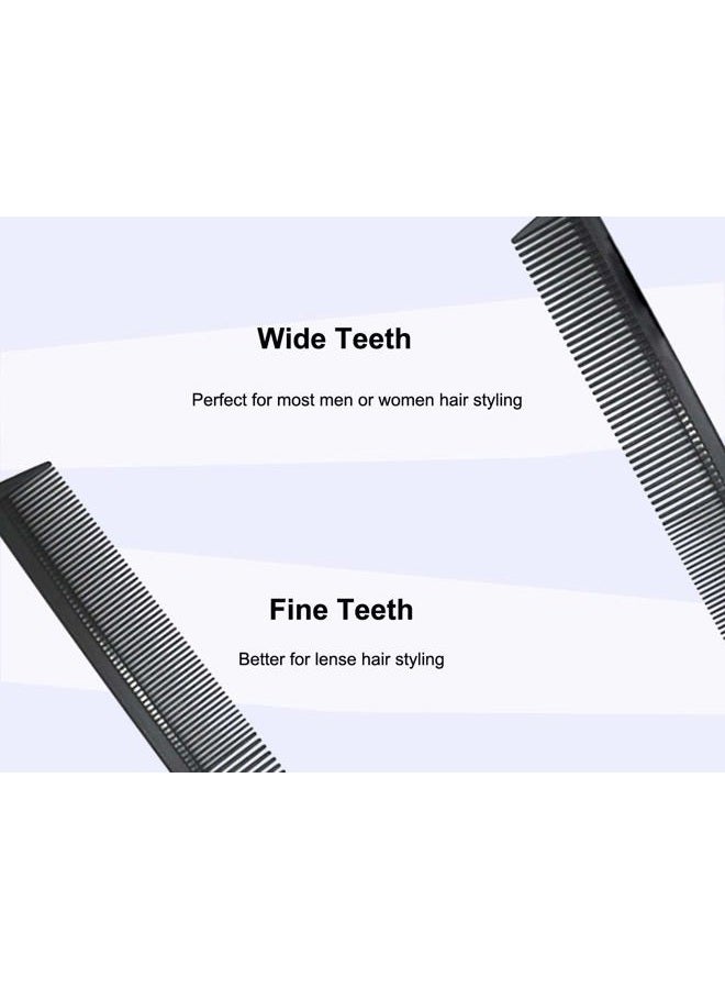 AFT90 3 Pack Carbon Fiber Cutting Comb, Professional 8.15” Styling Comb, Hairdressing Comb For All Hair Types, Fine and Wide Tooth Hair Barber Comb - Image 2