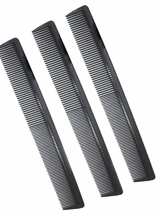 AFT90 3 Pack Carbon Fiber Cutting Comb, Professional 8.15” Styling Comb, Hairdressing Comb For All Hair Types, Fine and Wide Tooth Hair Barber Comb - Image 1