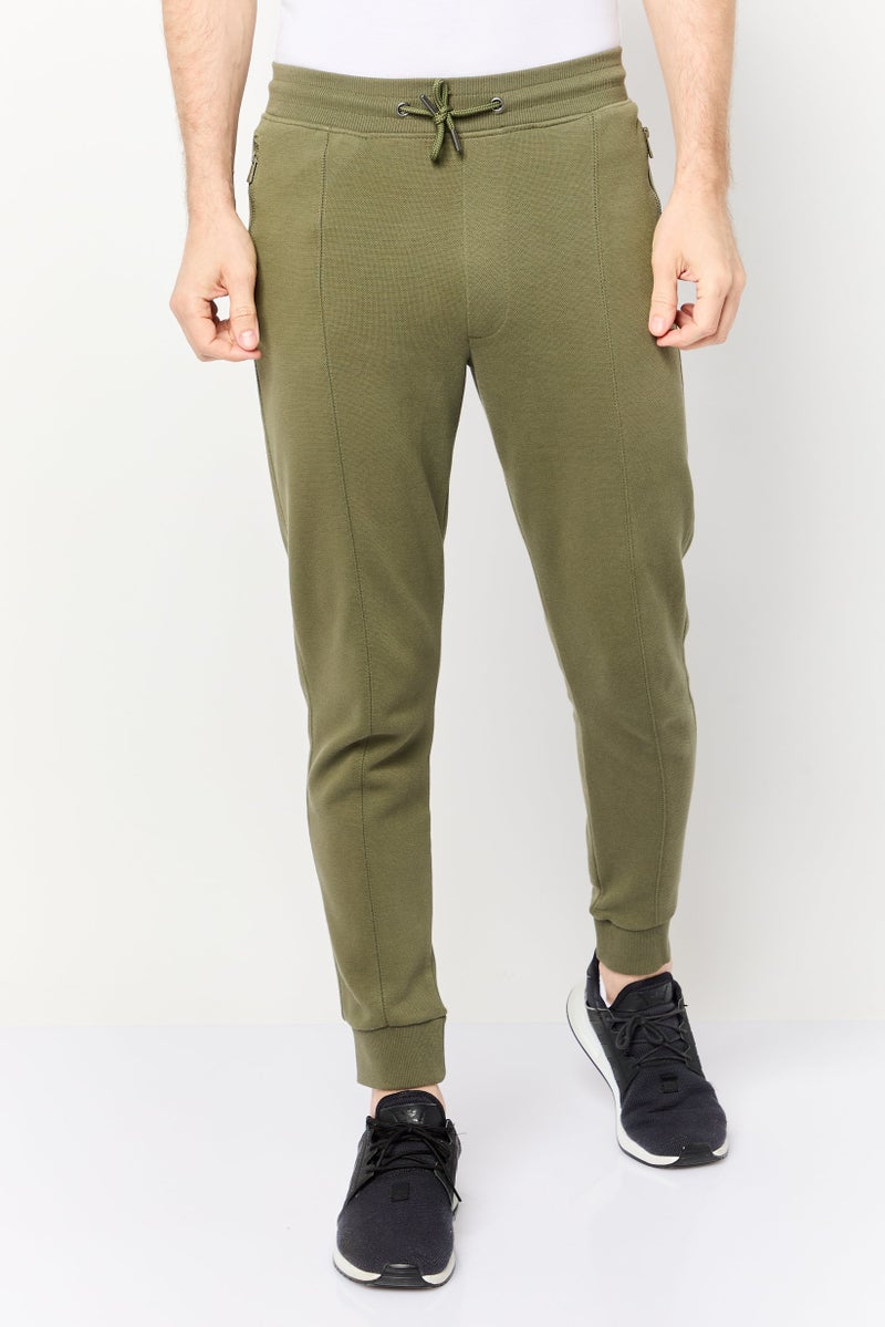 Celio Men Regular Fit Textured Jogger Pants, Olive  - Image 1