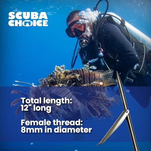 Scuba Choice 12" Stainless Steel Pole Spear Tip 8mm Female Single Barb Head – Durable Replacement Spearfishing Tip for Cold Water & Ice Fishing (Thread Diameter: 14.2mm, line: 1.25mm) - Image 3