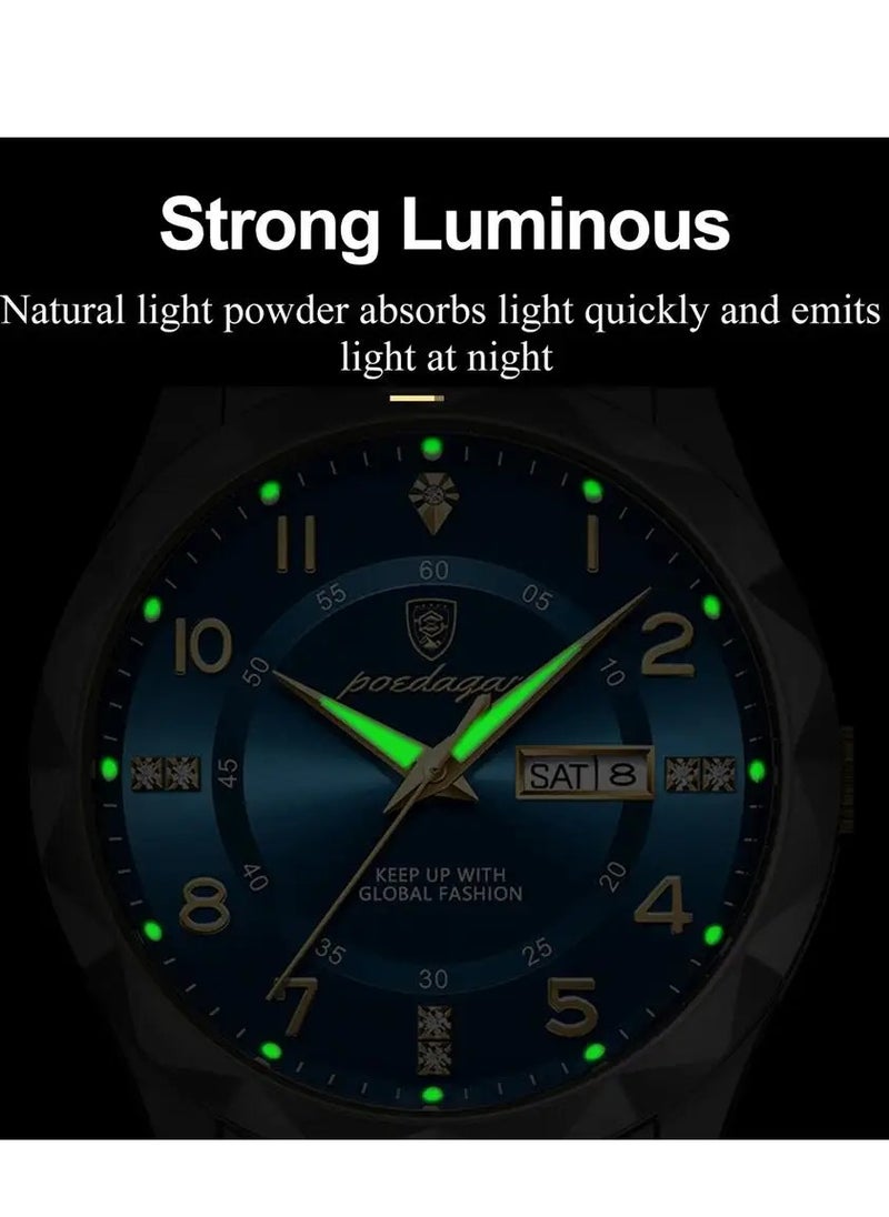 POEDAGAR Luxury Men Quartz Watch Waterproof Date Week Luminous Wristwatch Stainless Steel Men's Watches Male Clock Sports  - Image 5