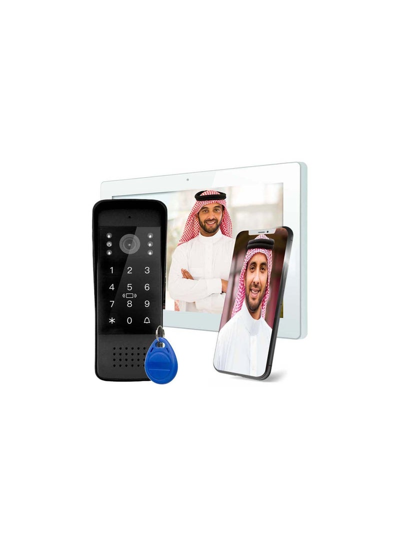 اريب أريب طقم إنتركم الفيديو الذكي شاشة لمس 10 بوصة، واي فاي وإيثرنت، فتح بالبصمة والرقم السري دعم بطاقات RFID صوت ثنائي الاتجاه، كشف الحركة رؤية ليلية تحكم عن بعد عبر التطبيق - Image 5