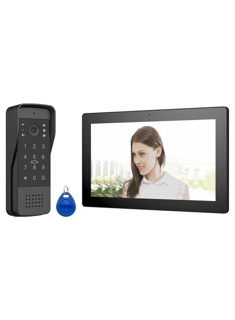 اريب أريب طقم إنتركم الفيديو الذكي شاشة لمس 10 بوصة، واي فاي وإيثرنت، فتح بالبصمة والرقم السري دعم بطاقات RFID صوت ثنائي الاتجاه، كشف الحركة رؤية ليلية تحكم عن بعد عبر التطبيق - Image 1