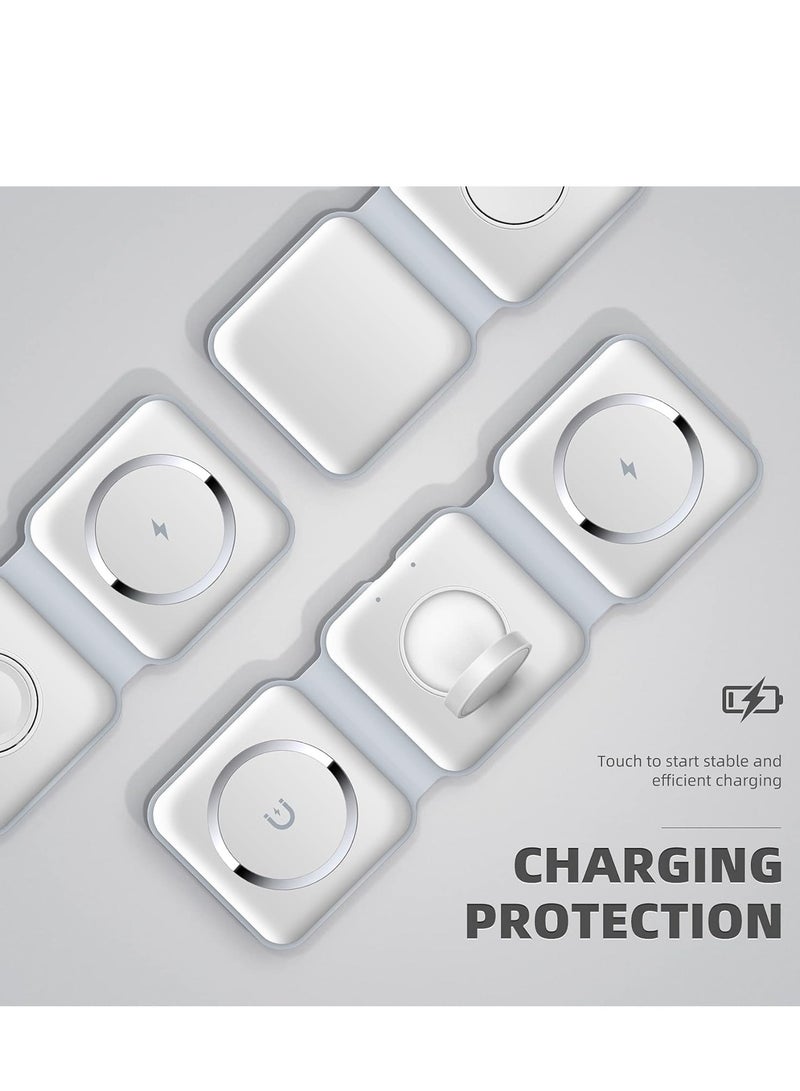 ELTRAZONE 3-in-1 Foldable Magnetic Wireless Charger – 15W Mag-Safe Charging Station for iPhone, Apple Watch, and AirPods (White)  - Image 5