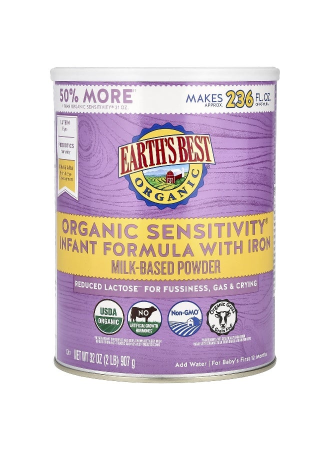 EARTHS BEST Earth's Best, Organic Sensitivity Infant Formula with Iron, For Baby's First 12 Months, 32 oz (907 g) - Image 1