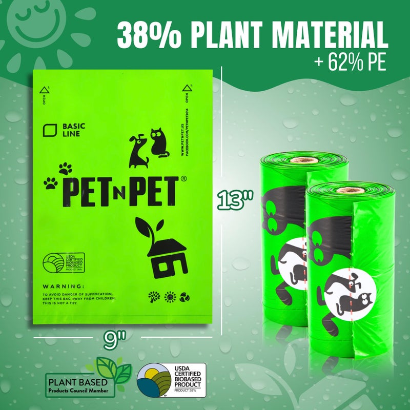 Pet N Pet 540 Counts Green Poop Bags for Dogs, 41% Plant Based & 59% PE Extra Thick Dog Poop Bags Rolls, 9" x 13", Unscented Dog Waste Bag, Pet Supplies for Dogs - Image 2