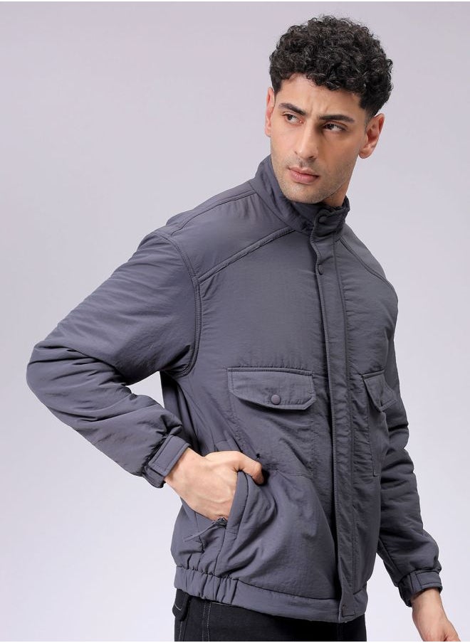 The Indian Garage Co Men Slim Fit Solid Puffer Jackets  - Image 3