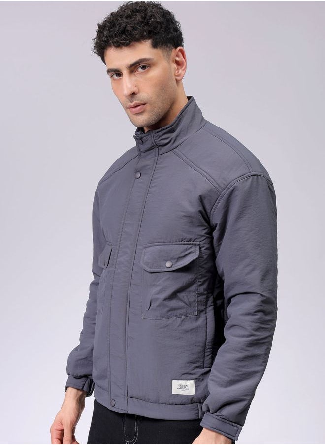 The Indian Garage Co Men Slim Fit Solid Puffer Jackets  - Image 4