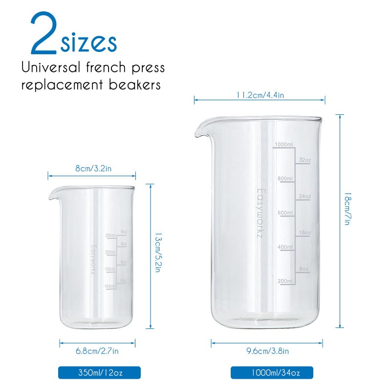 Easyworkz Borosilicate Glass Replacement Beaker for 12oz French Press Coffee Maker - Image 5