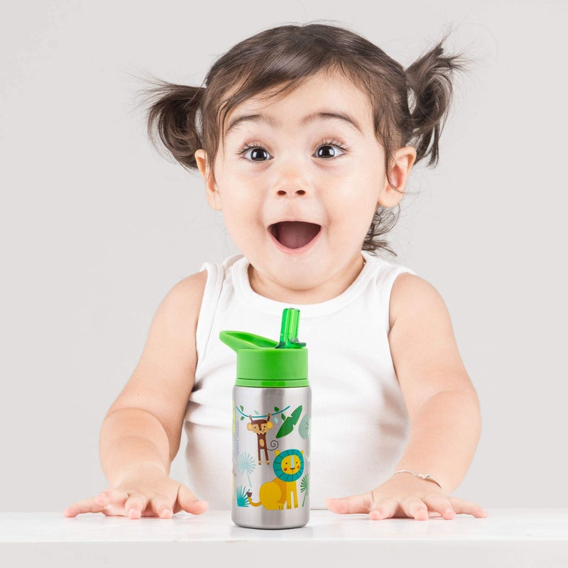 Stephen Joseph Stainless Steel Water Bottles, 18 OZ, Straw lid, Reusable tumbler, Insulated, Zoo - Image 4