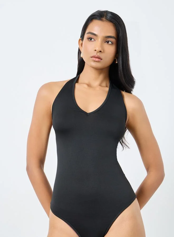 Take Two Take Two Solid Halter Neck Fitted Bodysuit