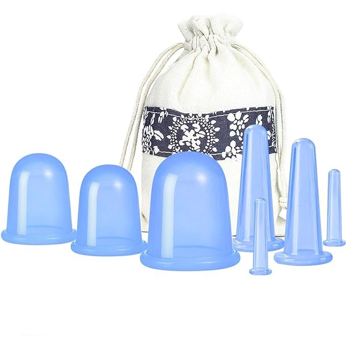 PHYSIO WORLD Anti Cellulite Cupping Therapy Set of 7 Silicone Vacuum Suticon Cups - Chinese Cupping Kit for Cellulite Body and Facial Massage Cupping Cup for Adults Home Use - Image 1