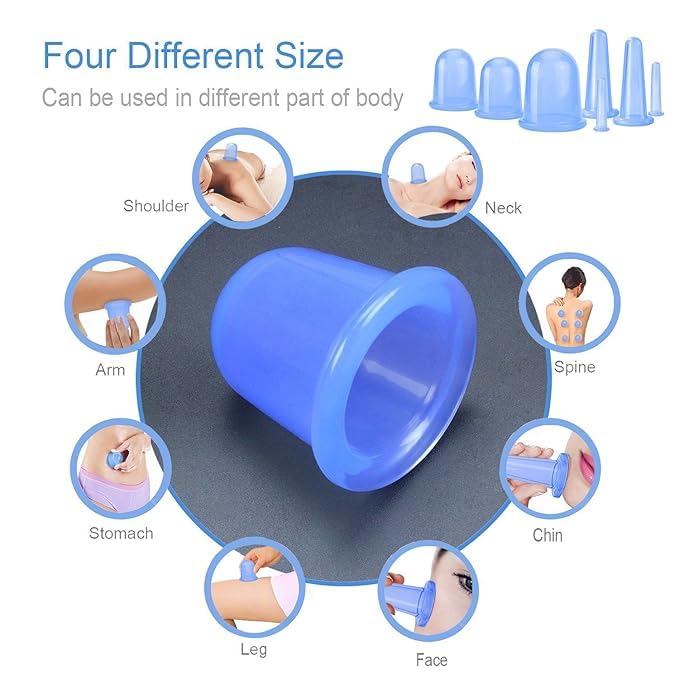 PHYSIO WORLD Anti Cellulite Cupping Therapy Set of 7 Silicone Vacuum Suticon Cups - Chinese Cupping Kit for Cellulite Body and Facial Massage Cupping Cup for Adults Home Use - Image 5