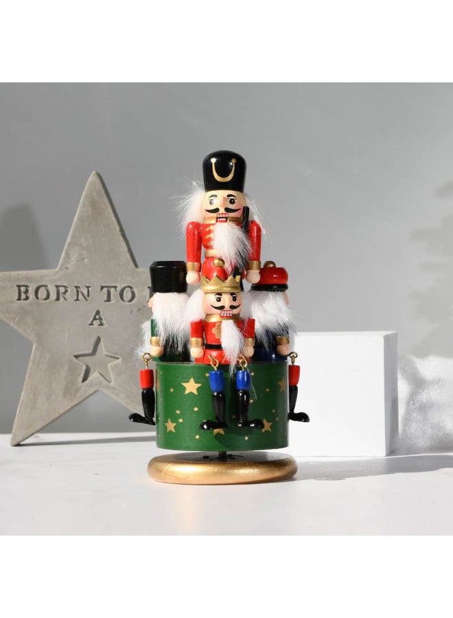 European Hand-painted 23cm Nutcracker Rotating Music Box Handicraft Ornaments Home Wooden Music Box - Image 4