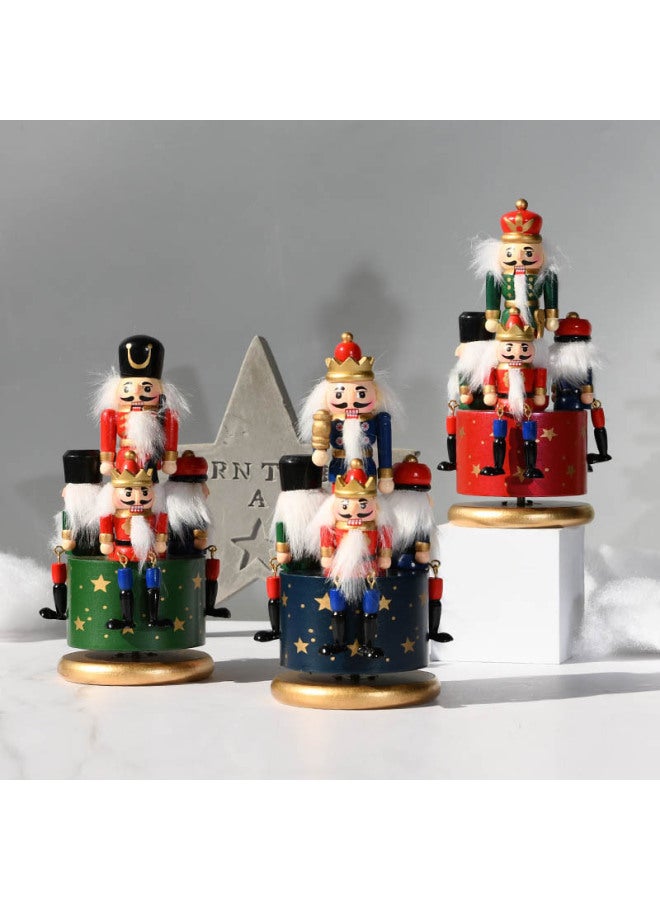 European Hand-painted 23cm Nutcracker Rotating Music Box Handicraft Ornaments Home Wooden Music Box - Image 2