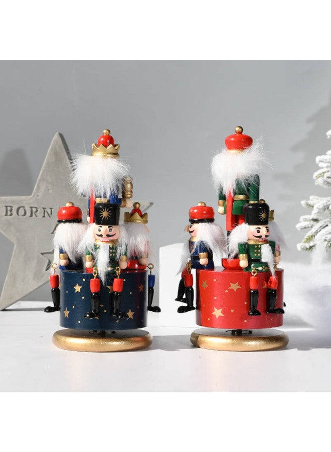 European Hand-painted 23cm Nutcracker Rotating Music Box Handicraft Ornaments Home Wooden Music Box - Image 3