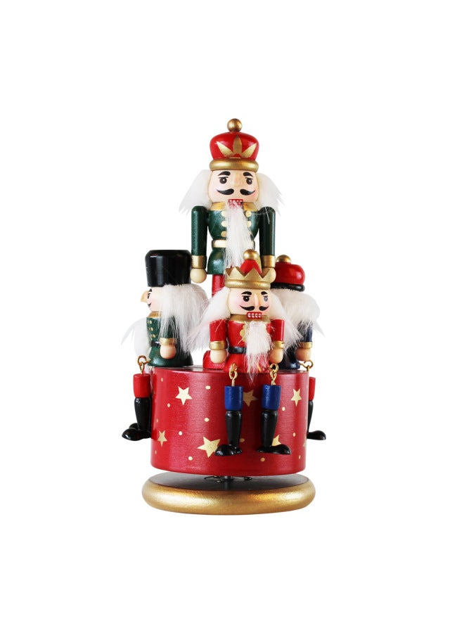 European Hand-painted 23cm Nutcracker Rotating Music Box Handicraft Ornaments Home Wooden Music Box - Image 5