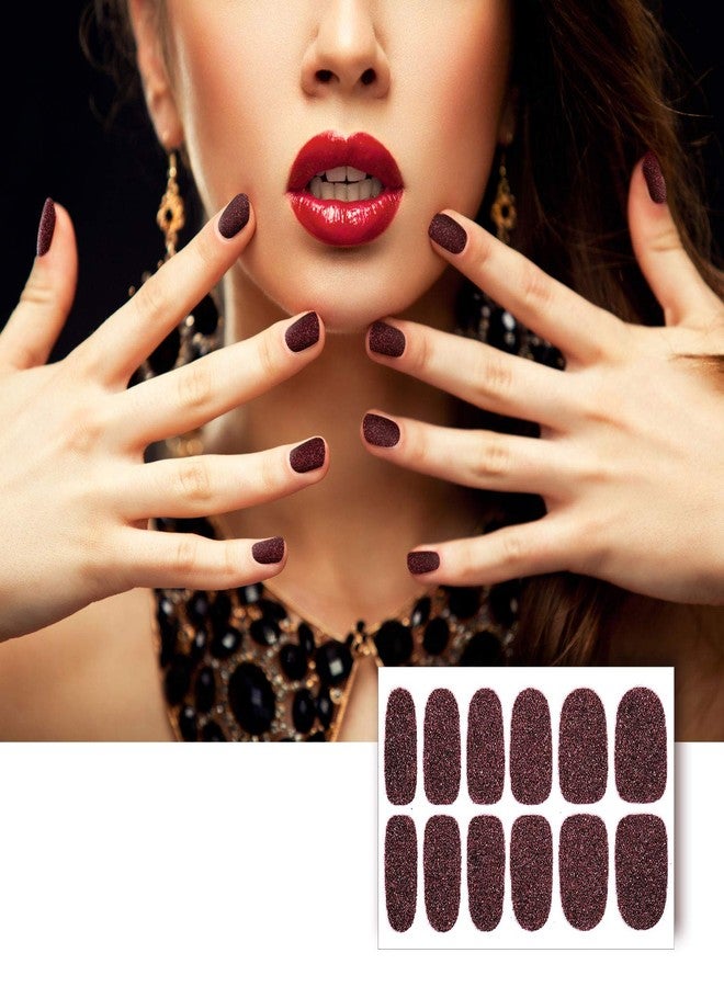 Blulu 14 Sheets Glitter Nail Wraps Nail Polish Stickers Self-Adhesive Nail Art Decals Strips in Solid Colors with Nail File for Women Girls Manicure DIY Supplies (Classic Colors) - Image 4