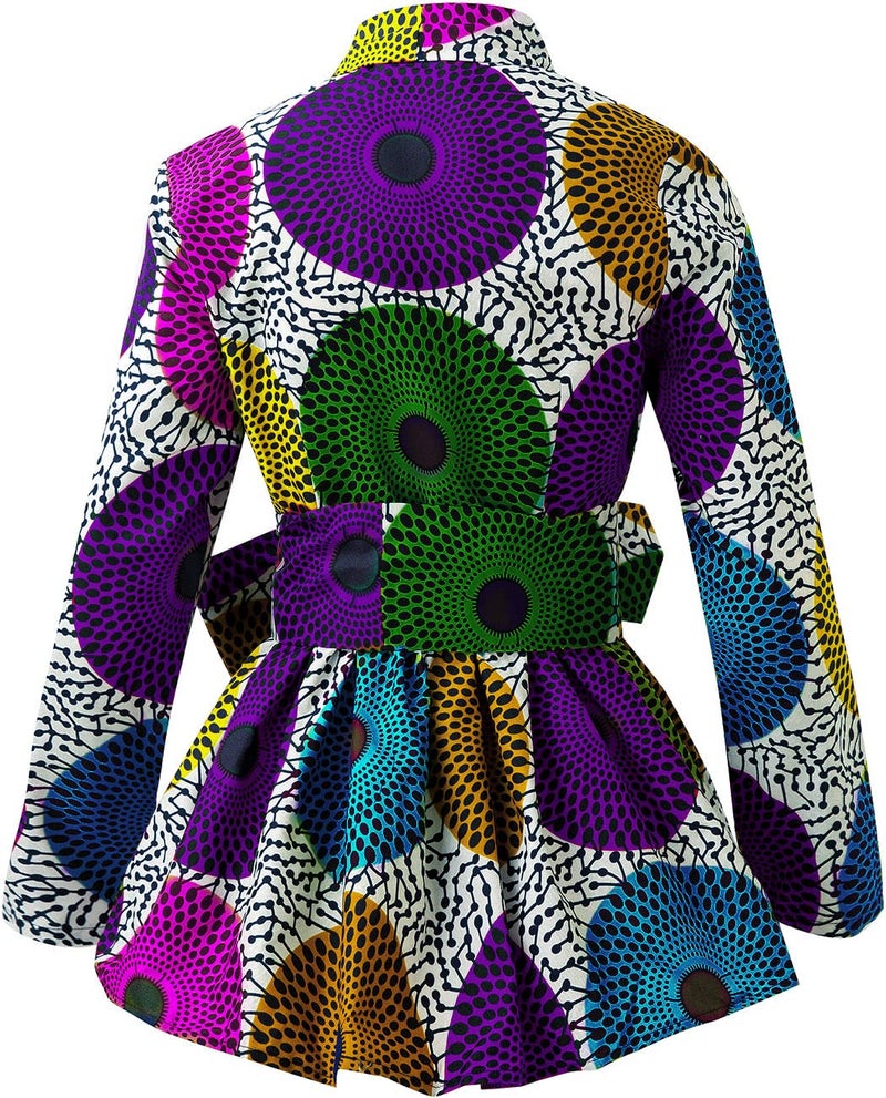 SHENBOLEN Women African Traditional Batik Print Long Sleeve Shirt Dashiki Casual Cotton Shirt (Small, A) - Image 2
