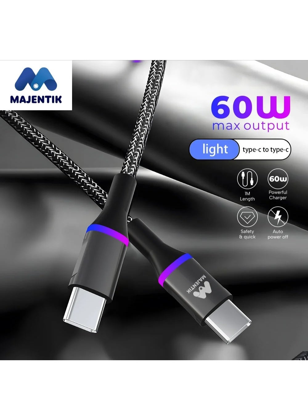 majentik Majentik c-008 usb-c To usb-c Cable usbc 1 M 60W Z1C26097B3EE70BC25475Z