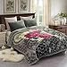 JML Fleece Blanket King Size 87 x 94 105 Pounds Heavy Korean Style Raschel Blanket Perfect for Fall Winter Silky Soft Thick Warm 2 Ply AB Printed Grey Red Floral - Image 2
