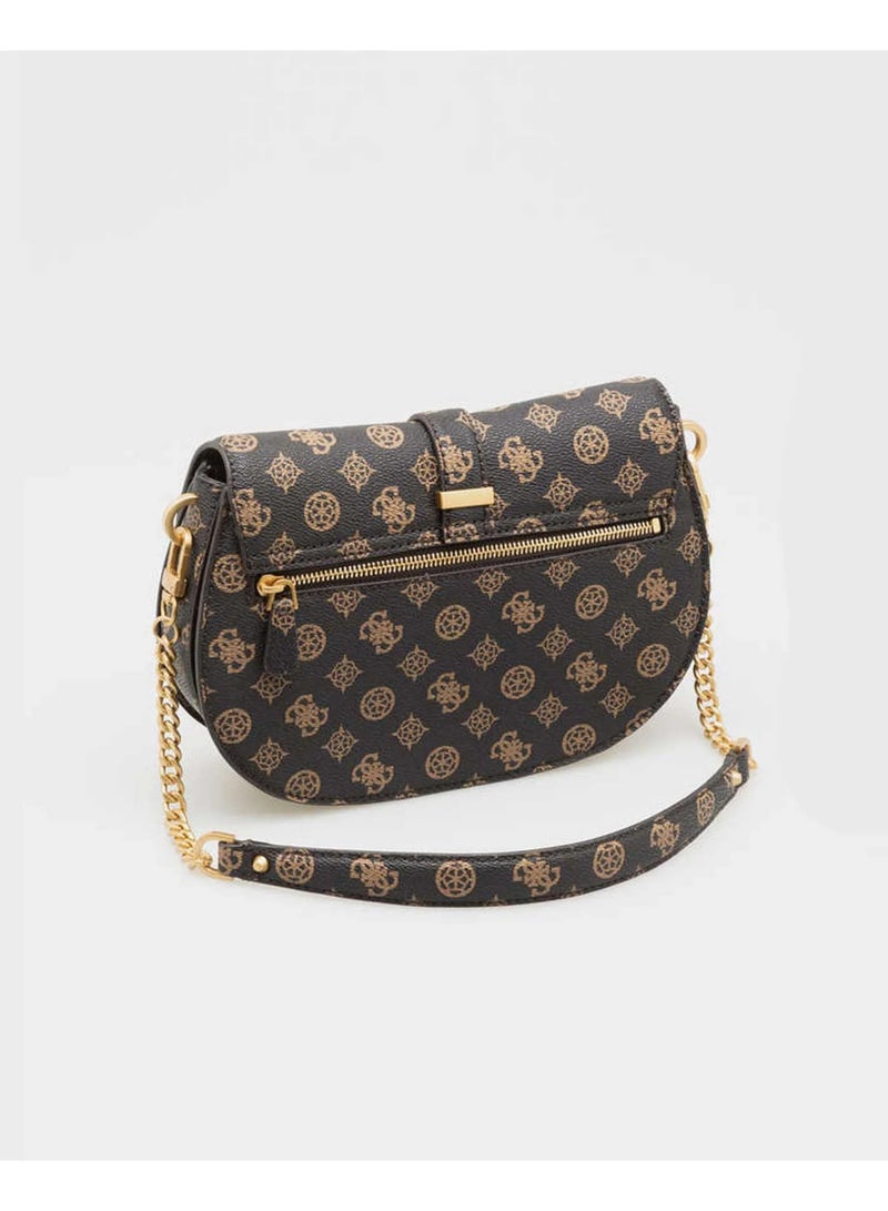 GUESS Womens  Stone Kuba Mini Crossbody Flap Bag - HWPA9329200 BRW LGO - Image 2