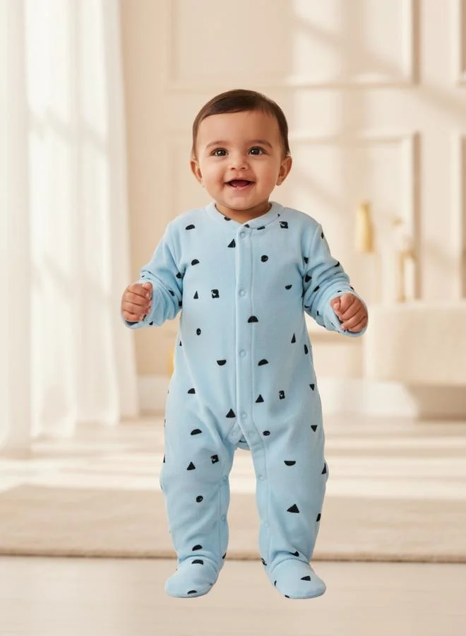 Luna & Lily Baby Girls Printed Velour Footed Sleepsuit