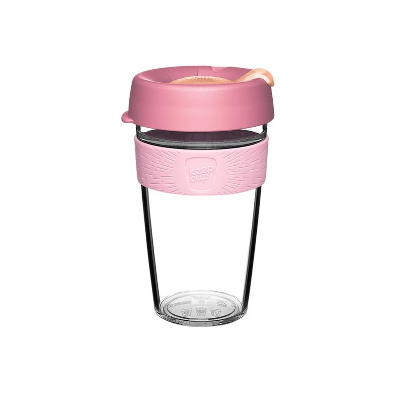 كوب القهوة القابل لإعادة الاستخدام من KeepCup الأصلي خفيف الوزن من البلاستيك مع غطاء مانع للتنقيط 16oz454ml خوخ