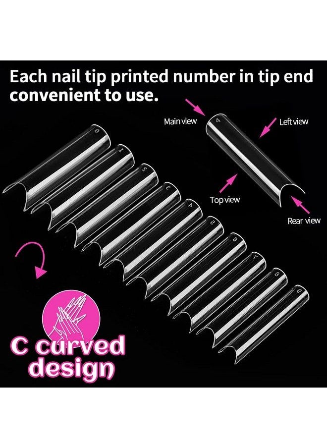 HNYYZL - Extra Long Clear Nail Tips Hnyyzl 240Pcs Xxl Square Straight Nails Half Fake Nail Tips Kit C Curve Nail Tips Half Cover For Acrylic Nail Tips With Nail Glue And Nail File For Nail Salon Home Diy - Image 1