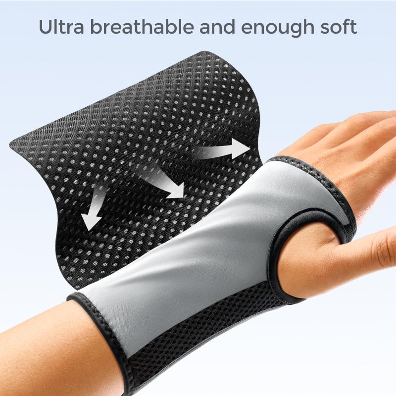 FREETOO Wrist Brace for Carpal Tunnel,[New Upgrade-Anatomically shaped] Adjustable Wrist Support Splint for Men and Women,Hand Brace for Pain Relief, Tendinitis,Arthritis,Right Hand,Small,Black-Rose Red - Image 4