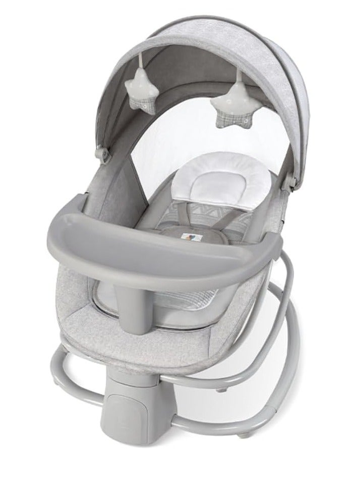 ماستيلا كرسي هزاز مع طاولة طعام فاخرة 4 في 1 من TOYS-EGYPT ، أرجوحة أطفال كهربائية أوتوماتيكية مع سرعة تأرجح قابلة للتعديل، موسيقى مهدئة للأطفال مناسبة لعمر 0-3 سنوات، يعمل ب أبلكيشن (08113) - Image 1