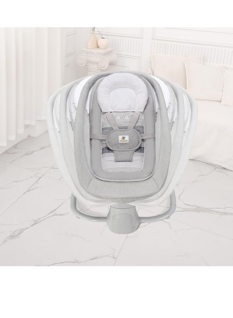 ماستيلا كرسي هزاز مع طاولة طعام فاخرة 4 في 1 من TOYS-EGYPT ، أرجوحة أطفال كهربائية أوتوماتيكية مع سرعة تأرجح قابلة للتعديل، موسيقى مهدئة للأطفال مناسبة لعمر 0-3 سنوات، يعمل ب أبلكيشن (08113) - Image 4