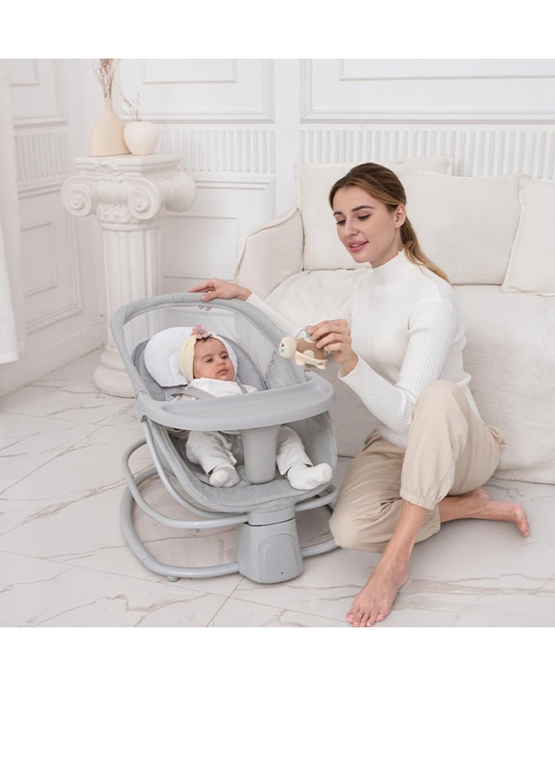 ماستيلا كرسي هزاز مع طاولة طعام فاخرة 4 في 1 من TOYS-EGYPT ، أرجوحة أطفال كهربائية أوتوماتيكية مع سرعة تأرجح قابلة للتعديل، موسيقى مهدئة للأطفال مناسبة لعمر 0-3 سنوات، يعمل ب أبلكيشن (08113) - Image 5