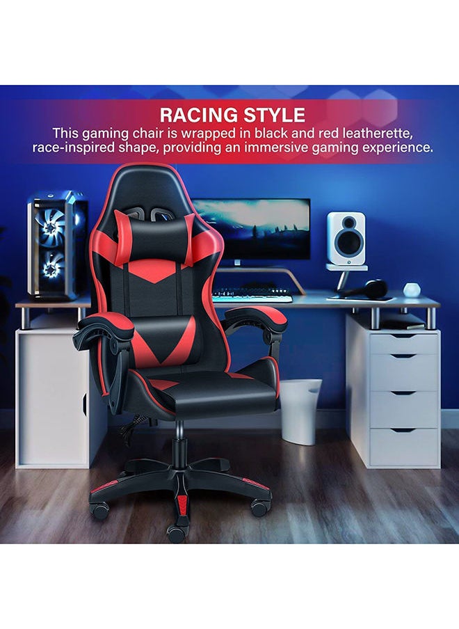 KARNAK - Gaming Chair 360° Swivel Pu Leather Ergonomic Racing Style Adjustable Height High Back With Headrest, Lumbar Support Black-Red - Image 1
