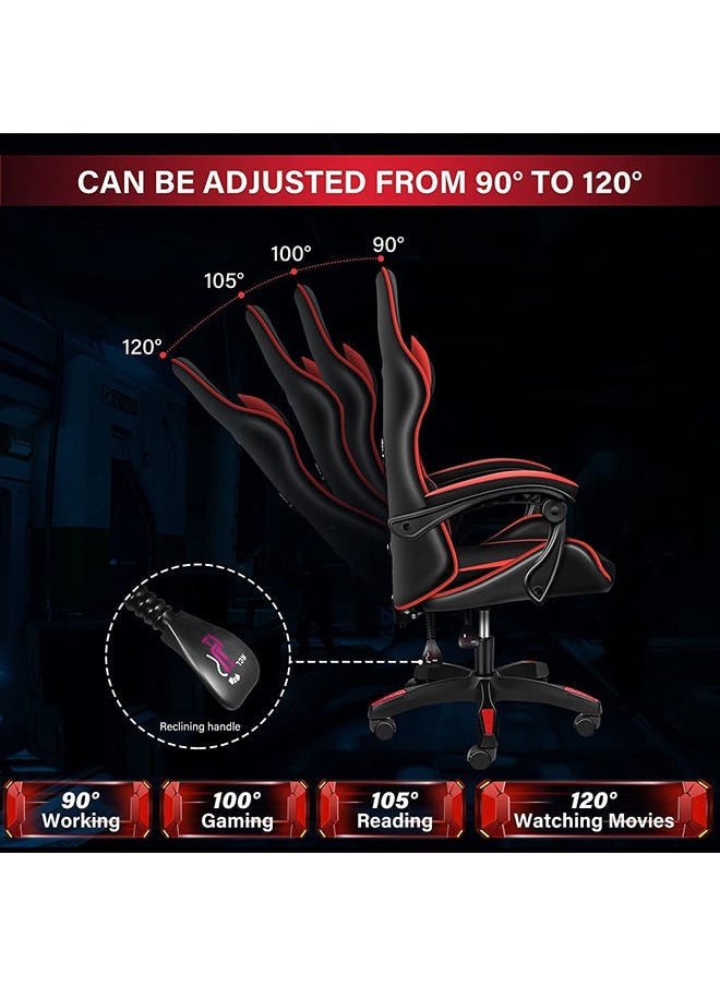 KARNAK - Gaming Chair 360° Swivel Pu Leather Ergonomic Racing Style Adjustable Height High Back With Headrest, Lumbar Support Black-Red - Image 1