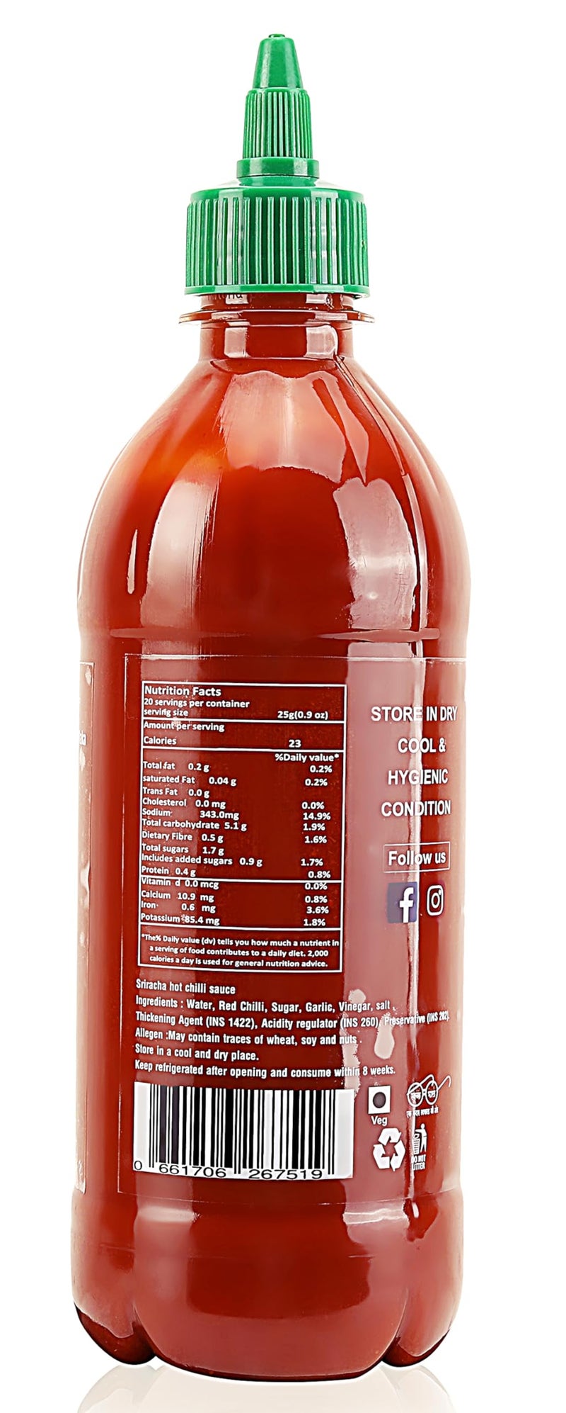 Flavoma Sriracha Hot Chilli Sauce, 500gm [Thai Cuisine | Versatile Sauce | Use as Ingredient or Condiment | Tangy Garlic Chilli Flavor] - Image 5