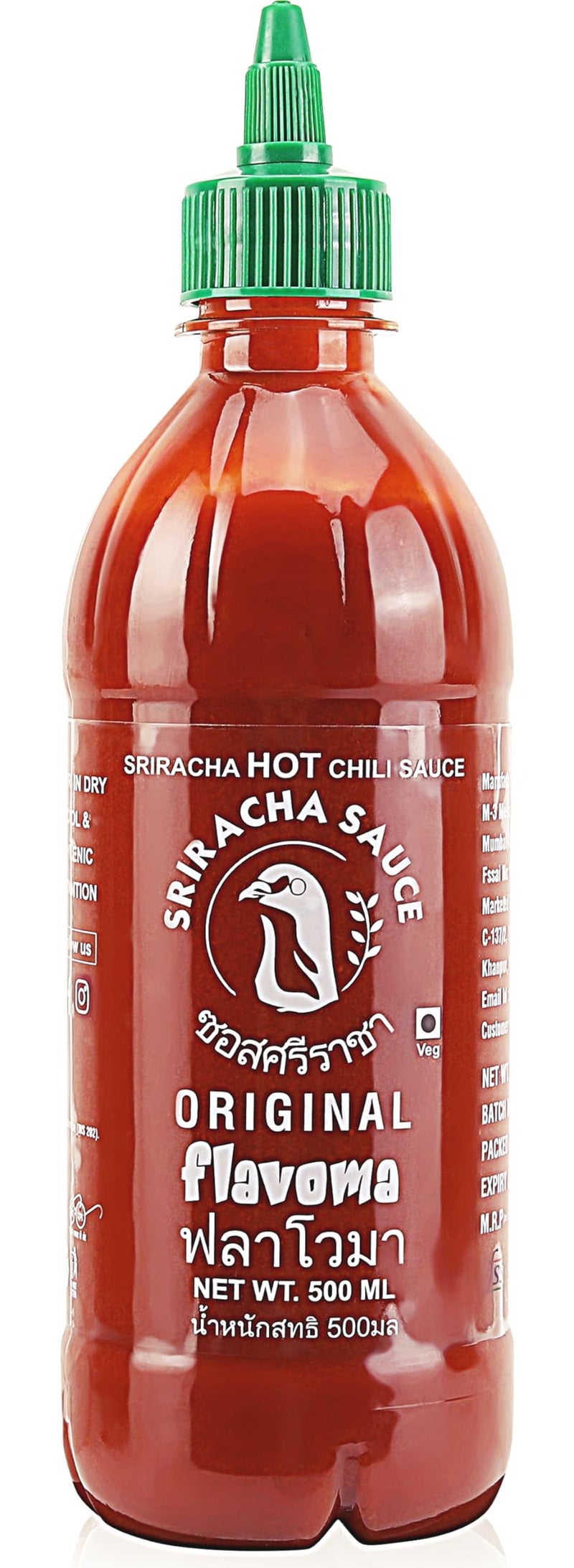 Flavoma Sriracha Hot Chilli Sauce, 500gm [Thai Cuisine | Versatile Sauce | Use as Ingredient or Condiment | Tangy Garlic Chilli Flavor] - Image 1