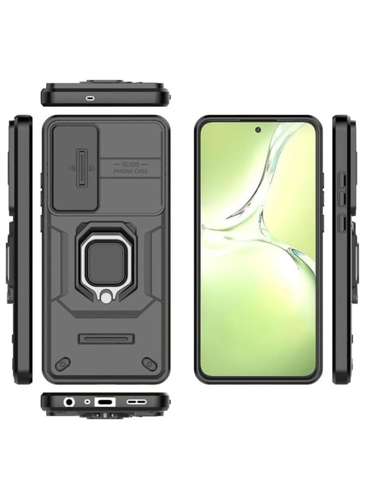 general OnePlus Nord CE4 Lite 5G/OPPO K12x, Camouflage Military Grade Heavy Duty Shockproof Protection Case with Magnetic Bracket and Lens Slide Window Phone Cover - Image 4