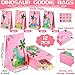 Junkin 122 Pcs Dinosaur Party Supplies Pink Dinosaur Birthday Party Favors Dino Goodie Bags Make a Dino Sticker Mini Glow in Dark Toy Badge Bracelet Ring for Christmas Favor Treat Bag Stocking Stuffer - Image 4
