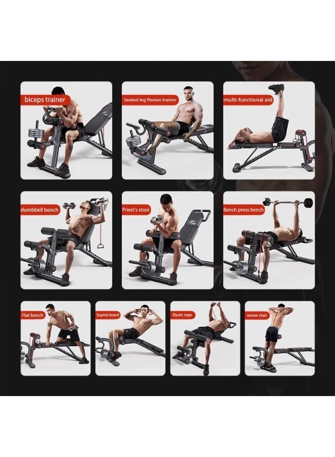 WALALLA 12 in1 Adjustable Weight Bench, Multifunctional Weight Bench, Folding Fitness Bench for Strength Training at Home, with Flat Decline for Full Body Training Adjustable Weight Bench Utility Weight Benches - Image 3
