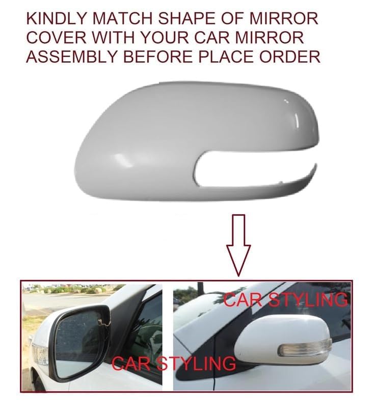 Car Styling - Side View Mirror Cover/Cap compatible with Toyota Corolla Altis E140 10TH GEN, F/L 2008-2014 Year Model Type 1 - UNPAINTED (LEFT PASSENGER SIDE) - Image 2