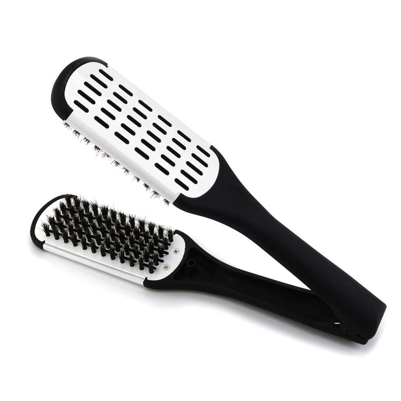Aethland Double-Sided Boar Bristle Brush and Hair Straightening Comb for Smoothing and Styling - Image 1