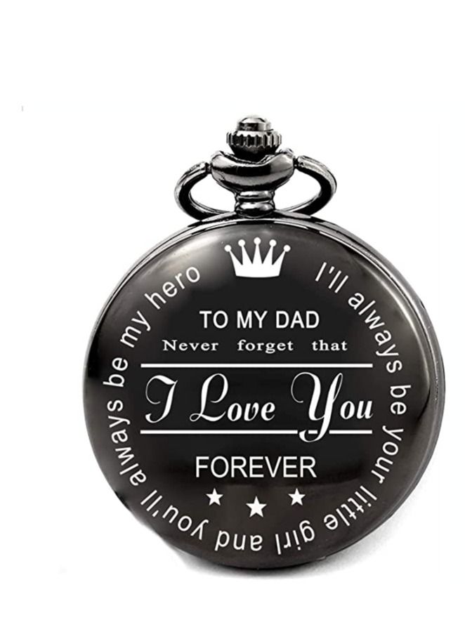 SYOSI Pocket Watch, 1pc Pocket Watch, Best Wedding Gift Ideas, Birthday Father's Day Gift Watches, Black Watch Best Gift Carved Pendant Quartz Pocket Watch - Image 1